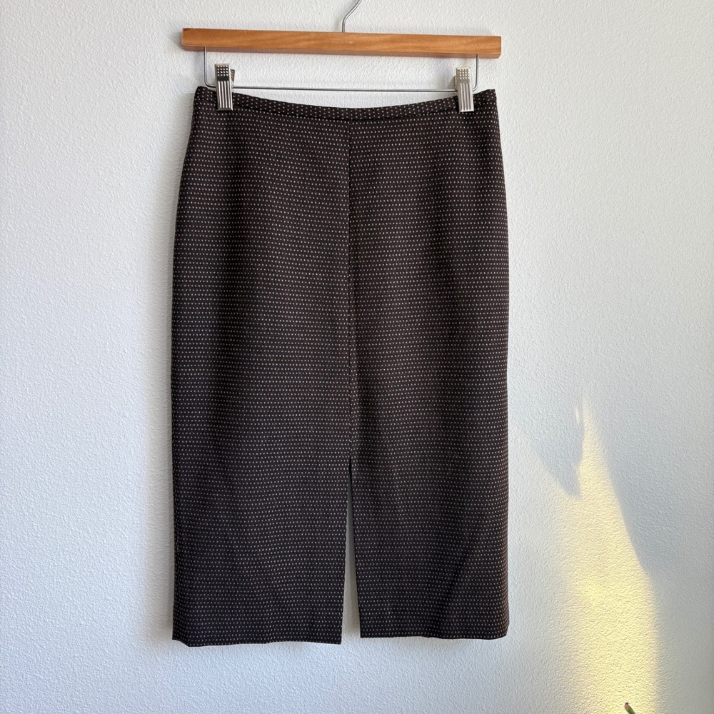 J. Crew Womens Brown Pink Polka Dot Pencil Skirt Y2K Vintage 2000s Knee Length
